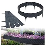 GARDENIX Rattan Rasenkante Kunststoff - Beetumrandung Rattanoptik, 3.2m Gartenpalisade Holz, Beeteinfassung Anthrazit, 4 Module, UV-beständig Beetzaun, Gartenpalisade Vielseitig Einsetzbar