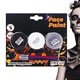Halloween-Körperfarbe, waschbares Haut-Make-up, 3 Farben, Cosplay-Gesichtsfarbe, für Gothic, Party, Sport, Event, Clown, Vampir, Hexe, Skelett