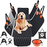 OneAmg Hundedecke Auto Rückbank Autoschondecke Hund mit Sichtfenster, Seitenschutz und Sicherheitsgurt Kratzfest Wasserdicht rutschfest Universal Hunde Autodecke Rücksitz 130 x 139 cm