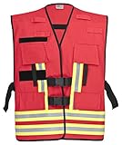 ZKMAGIC PACOTEX Funktionswesten zur Kennzeichnung von Einsatzpersonal wie z.B. Feuerwehr Warnweste (rot)
