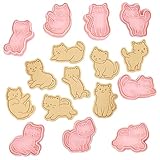 DeryArcle 8 Stück Stempel Katze Keksausstecher, Mini 3D Ausstechformen für Kekse Backen, Niedlicher Katzen Plätzchen Ausstecher, Tiere Kekse Torte Deko