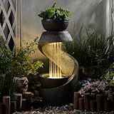 Bumilgar Gartenbrunnen Brunnen Zierbrunnen Zimmerbrunnen Brunnen Springbrunnen mit LED-Licht Wasserfall Wasserspiel für Garten,Balkon,Terrasse 82 cm Tall