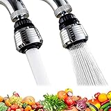 KBNIAN 2 Stück 360° Drehbar Wasserhahn Belüfter Luftsprudler Wasserhahn Einstellbare 2 Modi Küche Bad Wasserhahn Bubbler Filter mit Düsenadaptern für Hahn mit M22 Außengewinde oder M24 Innengewinde