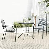 NQJIBUE Home Garden, stapelbares Gartenstuhl-Set, 3-teilig, anthrazit, pulverbeschichteter Stahl