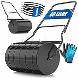 KESSER® Rasenwalze Metall befüllbar mit Wasser oder Sand mit 60 Liter Füllvolumen & 50cm breit | Gartenwalze inklusive 5X Spikes & Handschuhe | Handwalze Rasenroller Ackerwalze Walze in Schwarz