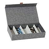 LOVE IT STORE IT Premium Brillen Aufbewahrungsbox - Brillenbox für mehrere Brillen, innen Samt - Verstärkt mit Holz - Mit 5 Fächern - Grau - 30x17x6 cm
