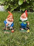 Geschenk-Himmel 2er Set Gartenzwerge Zwerg Zwerge GNOME, rot und brauner Mütze