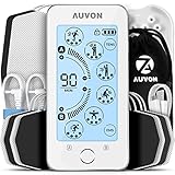 AUVON TENS Gerät, EMS Trainingsgerät für Schmerzlinderung Therapie mit Größem Touchscreen, 24 Trainigsprogramme, 2 Kanäle, 40 Stunden Standby-Zeit, 10 Stück Premium Elektroden Pads
