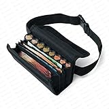 Securina24 Kellnertasche Kellnerbörse mit 8 Fach Euro - Geldwechsler - Tragegurt (schwarz)