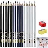 15 Stück Schneiderkreide, 3 Farben Schneiderkreidestift, Praktische Nähkreide Stoffkreide, Trickmarker Nähen mit 2 Bleistiftspitzern für Schneidern, Nähen, Basteln