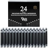 Wordsworth & Black 24er Pack - Schwarzer Füllfederhalter Tintenpatronen von - Schwarz - Internationaler Standard Größe - Länge ca. 3,8 cm - Basisdurchmesser ca. 0,6 cm - Einweg