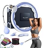 Active 100 Intelligente gewichtete Hula-Ring-Reifen, Abnehmbarer Hula-Kreis-Fitnessring mit 360-Grad-Auto-Spinning-Ballmassage, Gymnastik, Fitness für Erwachsene zur Gewichtsreduktion (blau)
