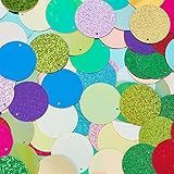 GORGECRAFT 2.9cm Pailletten Und Pailletten Bastelbedarf 80St Gemischte Farbe Rund Lose Einseitig Laser Helle Flocken Kunststoff Pailletten/Pailletten Perlen Weihnachtspailletten Mit Löchern Basteln