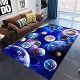 Ganekihedy Galaxy Star Wohnzimmer Teppich Big Planet Teppich Erde Stern Bereich Teppich Spielbereich Teppich rutschfeste Fußmatte Korridor Küche Tür Matte (160 x 200 cm)