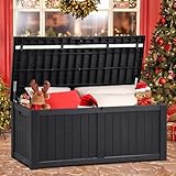 YITAHOME 450 Liter Groß Gartenbox Wasserdicht, Abschließbarem Outdoor Kissenbox, Garten Auflagenbox Wetterfest Garten Aufbewahrungsbox für Gartengeräten Poolzubehör Spielzeug, 140x66x59cm (Schwarz)