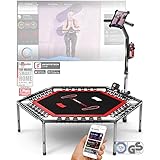 Sportstech HTX100 Trampolin, klappbar | Deutsche Qualitätsmarke | Fitness Trampolin mit Haltegriff | Indoor Jumping für Kinder und Erwachsene | TÜV/GS, Sprungzähler, APP (HTX100)