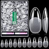 Becellen 500 Stück Künstliche Nagel Tips, Soft Gel Nageltips Fake Full Cover Nails Tips für Gelnägel Pre-buff Kunstnägel Fingernägel Set mit Kleber für Nail Art DIY (Mandel)
