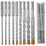 Rseuphiee SDS PLUS Hammerbohrer Set, 9 Stück Betonbohrer SDS Plus Bohrer Set, 5/6/6/8/8/10/12/14/16 x 160mm SDS Steinbohrer mit 4 Schneiden, Bohrer Set für Beton, Ziegel, Zement, Stein