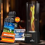 GLANZFEUER® Tischkamin - Premium Bio Ethanol Tischkamin - Tischfeuer Outdoor & Tischfeuer Indoor - Hochwertiger Bioethanol Tischkamin Outdoor für besonderes Ambiente - Tisch Feuer Ethanol Kamin