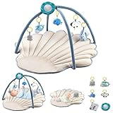CIGAA Spielbogen Baby, Ozean Muschel Thema Spieldecke Baby, Baby Gym mit 6 abnehmbare Aktivität Spielzeug, frühe sensorische Entwicklung Baby Play Mat für Kleinkind & Neugeborene