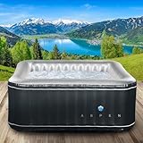 poolomio Aspen Whirlpool aufblasbar eckig für bis zu 4 Personen - Winterfest & Leise - 110 Luftdüsen - Selbstaufblasend & Beheizt - 168x168 cm Quadratisch