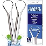 Zungenschaber Edelstahl | Zungenreiniger Set | Zungenputzer | Zungenbürste aus Edelstahl | Zungenkratzer aus Edelstahl | Tongue Scraper | Zungenreiniger Edelstahl | ORAVIX