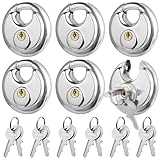 6 Stück gleichschließende Diskus, Vorhängeschlösser aus Edelstahl, Wasserdichte Sicherheitsschlösser mit 12 Schlüsseln, 3/8-Zoll-Bügel, rostfrei, ideal für Lagerraum, Garage, Schuppen, Fitnessstudio