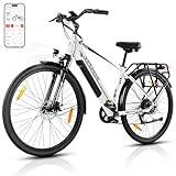 Vipdrive E Bike, E-Bike für Damen und Herren, Electric Bike mit 48V 15Ah Batterie, 3 PAS & Tempomat Modus, 7-Gang mit LCD-Display, 250W Motor & 85NM, up to 100km, 28 Zoll(1.1 White)