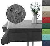 Outdoor Tischdecke Gartentischdecke wasserfest wetterbeständig rutschfest waschbar Outdoortischdecke Weichschaum Garten Balkon Camping Party Tischdeko Typ883 grau 130x220 cm eckig