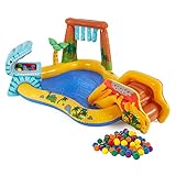 Intex Dinosaurier-Wasserspritzer-Spielzentrum, aufblasbarer Kinderpool und kleiner Kunststoff, mehrfarbig, für Bällebad, 20,3 x 1,2 m, 100 Stück