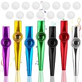 7 Stück Kazoo Instrument mit 15 Austauschbaren Membran, ELEPRUC Aluminiumlegierung Metall Kazoo, Nasenflöte, Kazoo Bunt Set Geeignet fur Erwachsene und Musikanfänger Kinder Party Favors Geschenke