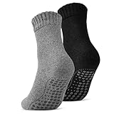 2 | 4 | 6 Paar ABS Socken Herren Damen Anti Rutsch Socken mit Wolle 21463 WP (Schwarz/Anthrazit 2 Paar 39-42)