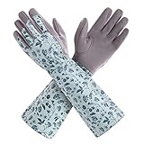 KAYGO Lange Gartenhandschuhe für Damen, Kunstleder Gauntlet Wasserabweisend Rosenhandschuhe, Garten Arbeitshandschuhe für Gartenarbeit Hausarbeit Unterarm Schutz vor Dornen, KG129L (Grau, M)