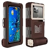 Nowvnvuy Professionelle Universal-Unterwasser-Tauchtasche zum Schnorcheln, Filmen für iPhone 16/15/14/13/12/11 Pro Max/Plus, Samsung S24/23/22/21 Plus Ultra, Größe in 4,7 bis 17,5 cm, Braun/Beige