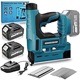 Yofuly Akku Tacker für Makk-ita 18V Batterie, 2X 4000mAh Batterie, 2025 Upgrade 18GA 2-IN-1 Akku Nagler Einstellbare Tiefe, Nagelpistole mit 1000 Nägeln und Klammern für Holz, Heimwerkerarbeiten