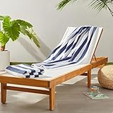 Amazon Basics Pool und Strandtuch, 100 % Baumwolle, Frottee, Cabana-Streifen, weich und saugfähig, 76 x 152 cm, 2 Stück, Marineblau