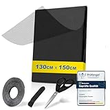 teeppo Fliegengitter Fenster 130 x 150 cm - Schwarz, Insektenschutz Fenster Zuschneidbar mit Klettband Selbstklebend, Fliegennetz ohne Bohren, Moskitonetz Fenster aus Polyester, Kinderleichte Montage