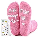 Jadive Schwangerschaft Geschenk Socken ICH BIN SCHWANGER Werdende Mama Geschenk Lustig Geschenke für Werdende Mütter Schwangere Schwangerschaft Verkünden Weihnachtsgeschenke(Frottee)