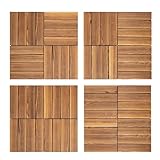 36er Pack Holzfliesen für Balkon 30x30 cm - 3,34 Quadratmeter - aus Akazien-Holz - Bodenbelag Holzboden Klicksystem Balkonfliesen Klickfliesen