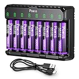 POWXS Wiederaufladbare Lithium Akkus AA 8-Pack mit Ladegerätfür NiMH/NiCd/Lithium AA AAA Akku, 1.5V AA Batterien, 3500mWh Hohe Kapazität Lithium Batterie Lang anhaltende AA Li-ion Batterie