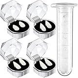 Vampire Cosplay Fangs, 4 Sizes Vampire Teeth Vampir Zähne with 1 Tube Teeth Pellets Adhesive for Halloween Party Dress Up Accessories (4 Pack)