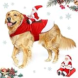 Lewondr Hundekostüm Weihnachtsmann, Weihnachten Hundekleidung Mantel Hundekostüme, Haustier Jacken Kostüm Warme Winterkleidung für Hunde, M - Rot