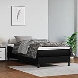 Tidyard Boxspringbett Bettrahmen Jugendbett mit Lattenrost Bett mit Kopfteil Gästebett Polsterbett Schlafzimmerbett Designerbett Doppelbett/Einzelbett Hotelbett Schwarz 100x200 cm Kunstleder