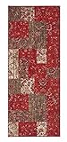 Hanse Home Teppich Kirie – Patchwork Teppich Kurzflor Modern Vintage Design Teppiche für Esszimmer, Wohnzimmer, Kinderzimmer, Flur, Schlafzimmer, Küche – Rot Braun 80x250cm