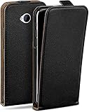 moex Flip Case für HTC One M7 Hülle klappbar mit 360 Grad Schutz, Handyhülle mit Displayschutz, PU Leder Handytasche Lederhülle, Flip Case Cover Klapphülle, Schwarz