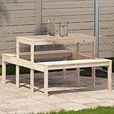 Xichuzi Picknicktisch 110x134x75 cm Massivholz Kiefer, Bierzeltgarnitur, Biertischgarnitur, Beer Pong Tisch, Bierbankgarnitur, Gartenmöbel Set, Biertisch - 832557