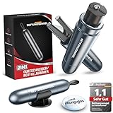 RETTUNGSENGEL® 2in1 Notfallhammer Auto mit Gurtschneider und Glasbrecher fürs Auto | inkl. Übungsglas| Nothammer Auto Gurtmesser im Notfall | autoscheiben zertrümmerer | federkörner mit gurtschneider