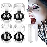 KQLHLHDYZ 4 Paar Vampirzähne, 4 Größen von Vampirzähnen für Halloween-Cosplay mit starker Klebetube für Halloween-Party-Make-up, Kostüme, Verkleidungszubehör