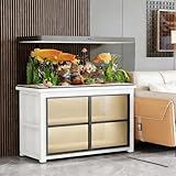 WYHBXD Moderner Aquarienunterschrank Mit Led-Beleuchtung Und GlastüRen – Schwarz/WeißEr, Robuster Aquarienschrank FüR GroßE Kleine Becken TragfäHigkeit 227 Kg(White,80x45x70cm/31x18x28)