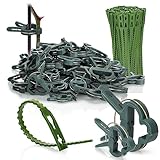 com-four® 150-teiliges Pflanzenklemmen-Set - Pflanzenbinder - Rosenklammern - Rankkäfige für Tomaten - grüne Planenklammern - Clip für Planen - Rankhilfen (150 Stück - Mix)
